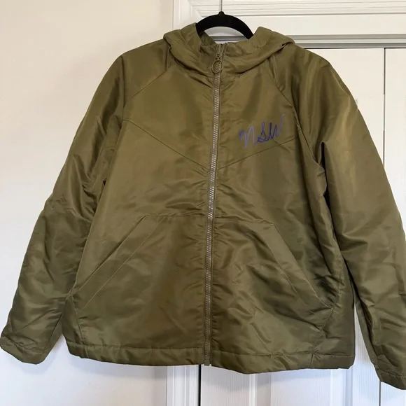 NIKE Sportswear NSW Green Blue Sherpa Reversible Hooded Jacket, Size Large, NWT